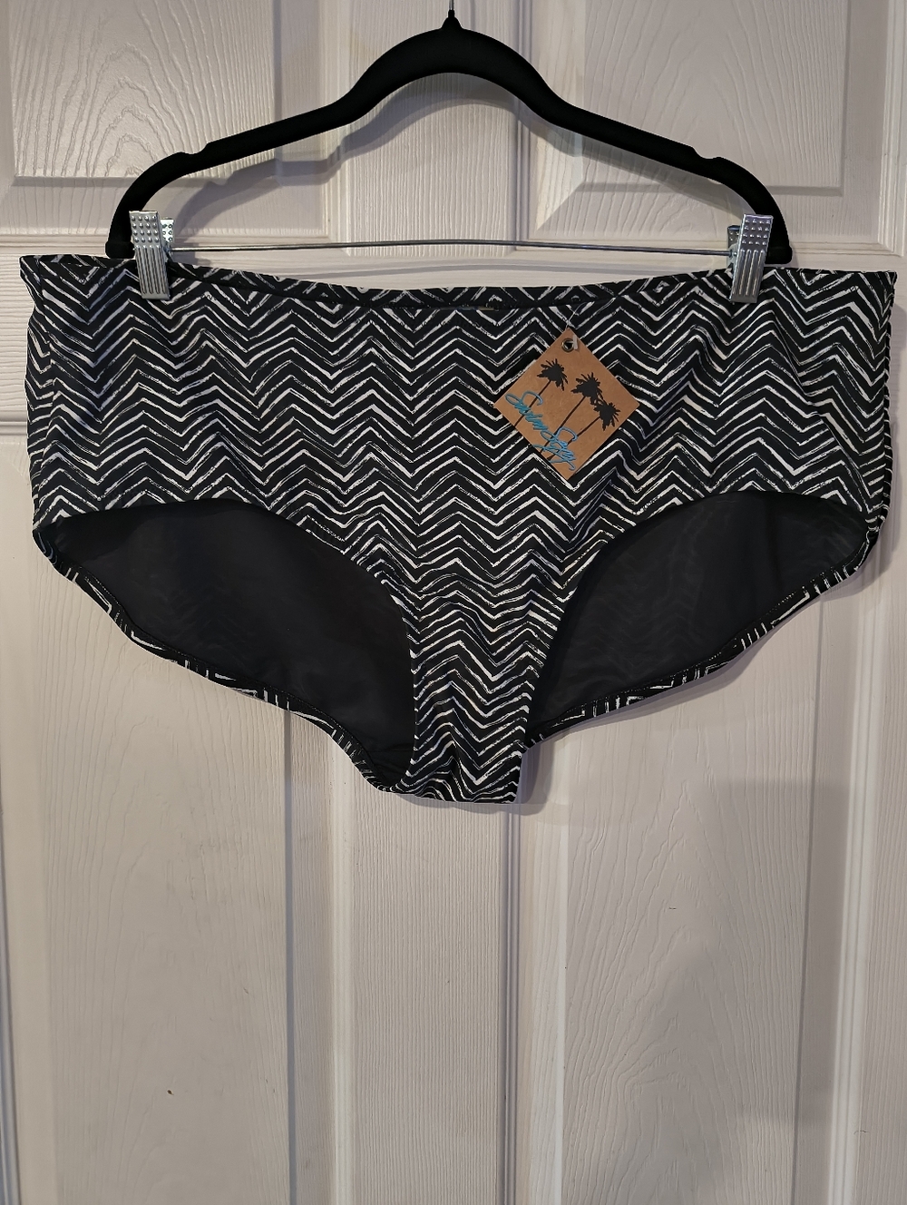 Swim Sexy Sz 24 Chevron Print Bikini Bottoms in Black & White NWT